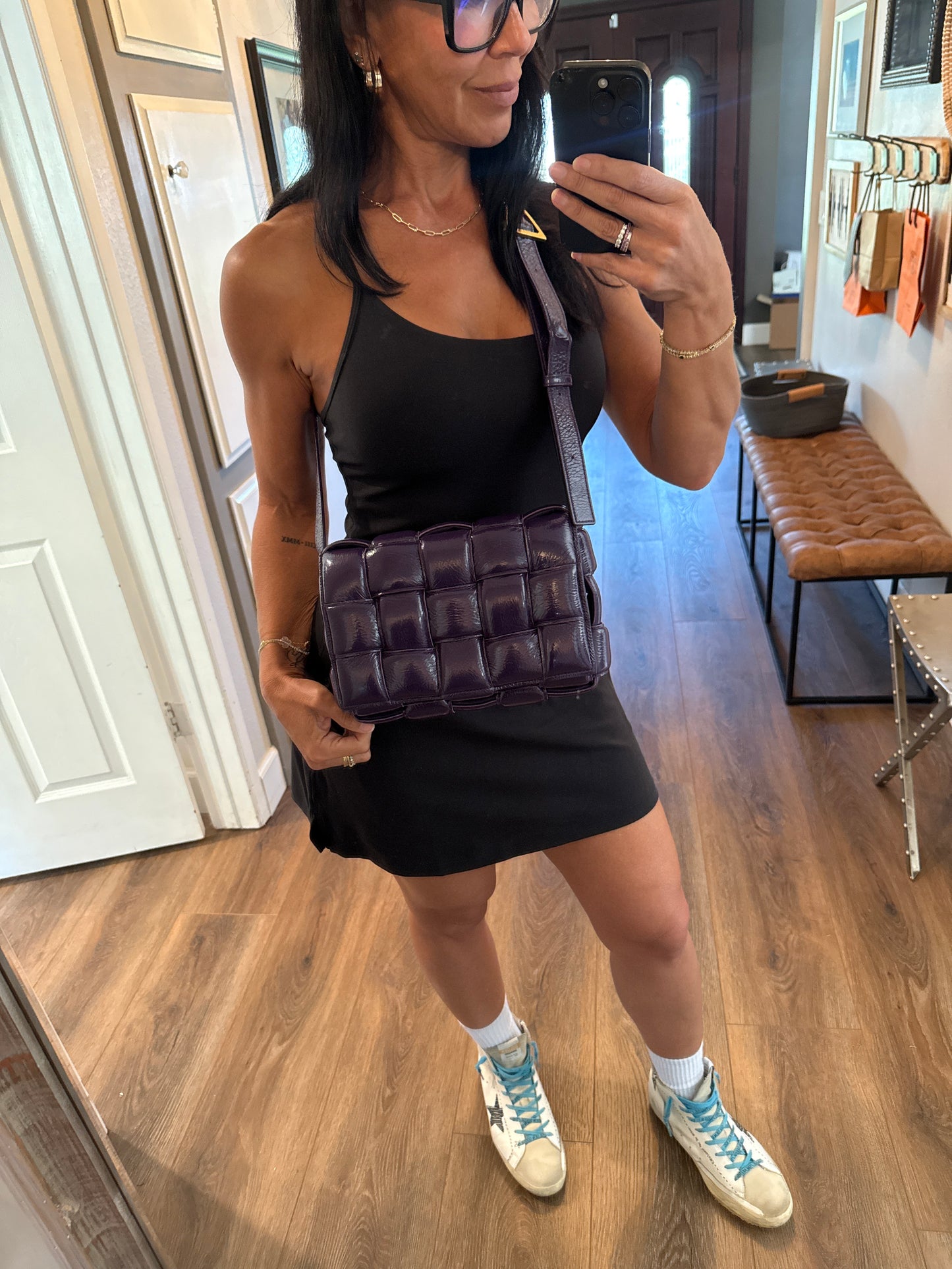 Bottega Veneta Padded Cassette Crossbody – Deep Plum Leather