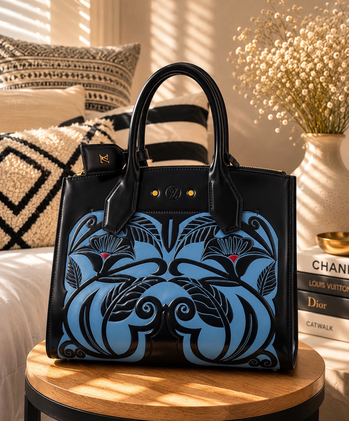 Louis Vuitton City Steamer MM Limited Edition Blue Floral Leather