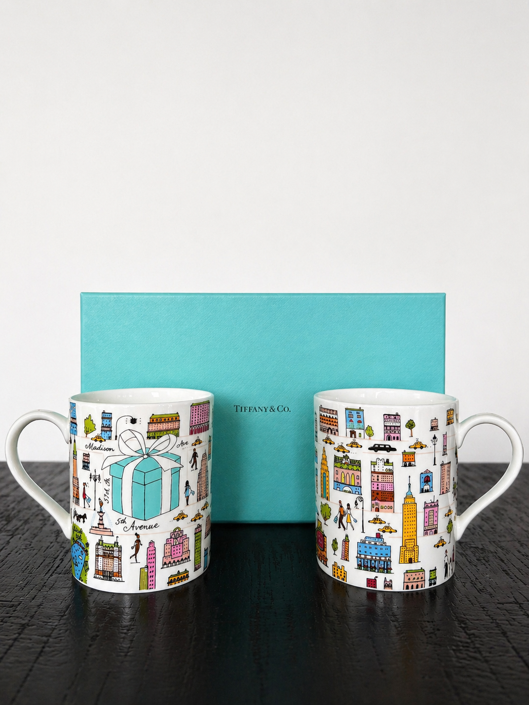 Tiffany & Co. NYC Print Mugs – Set of 2 (with Box)