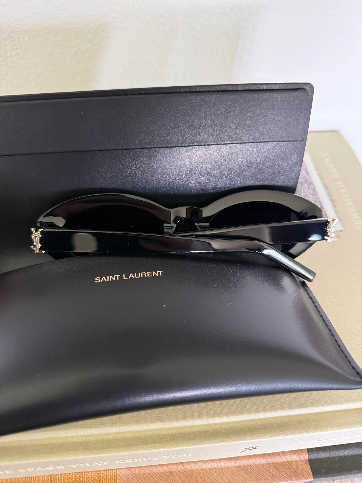 Saint Laurent Oval Black Sunglasses – New w/ Case
