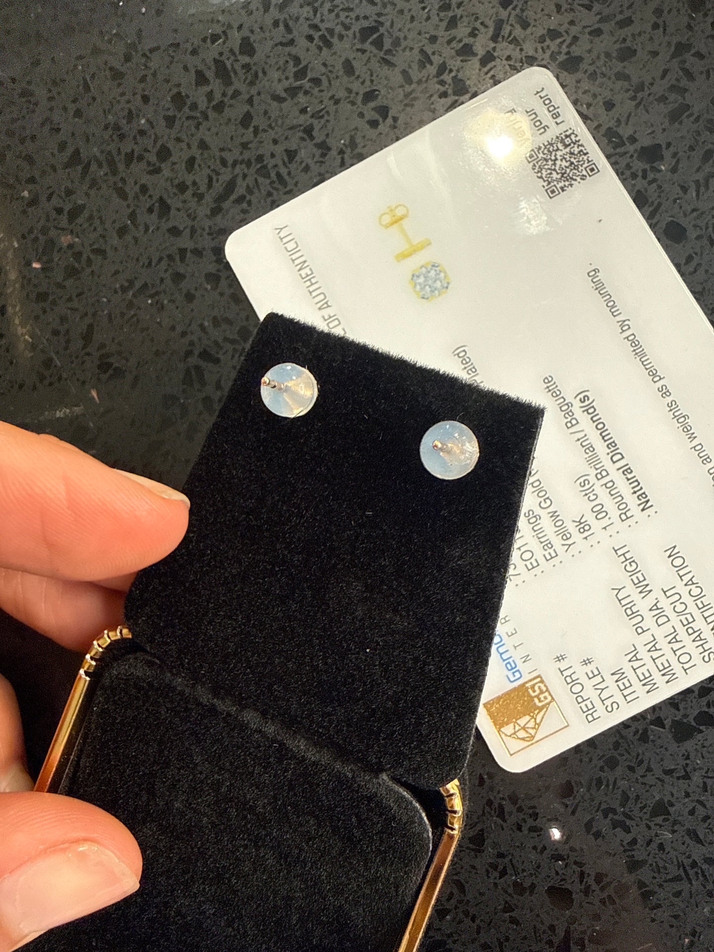 1 carat TW 18K gold diamond studs, natural and genuine