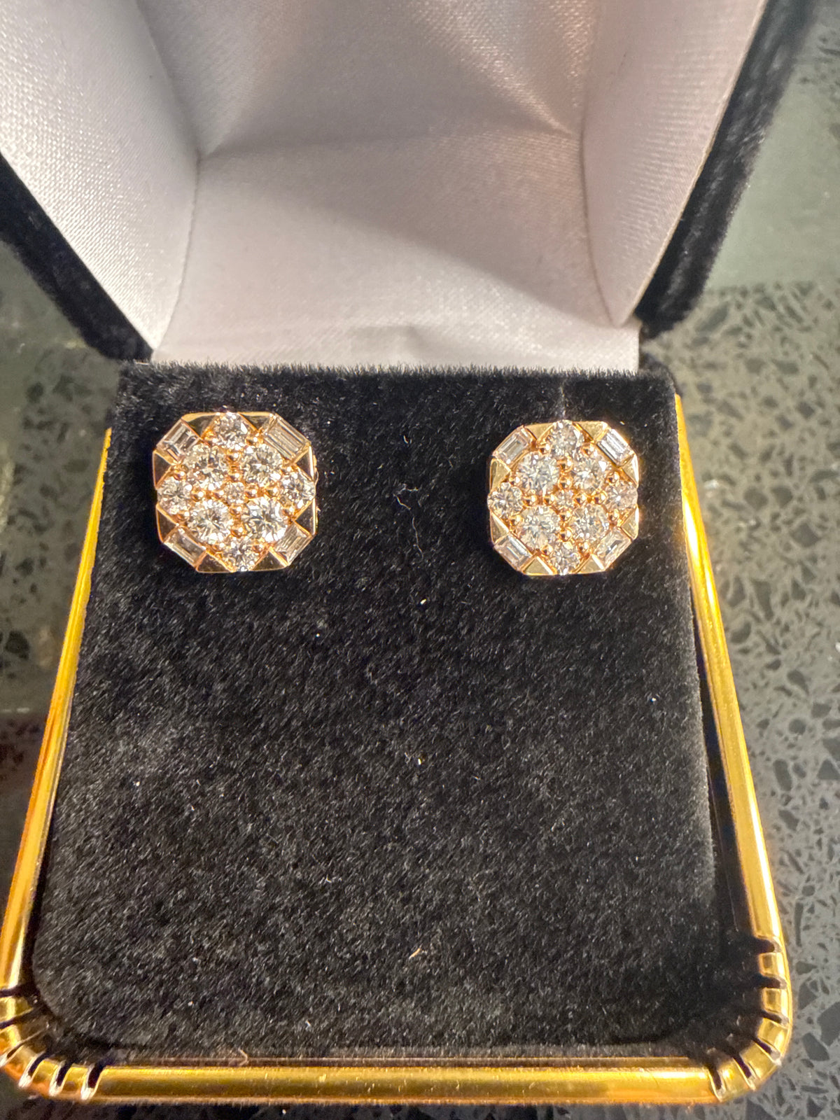 1 carat TW 18K gold diamond studs, natural and genuine