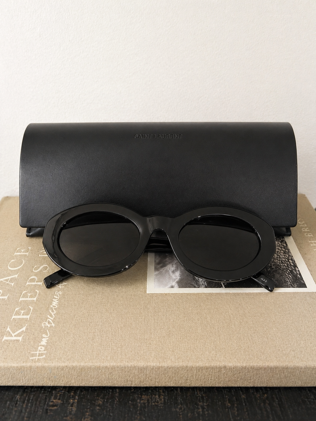 Saint Laurent Oval Black Sunglasses – New w/ Case