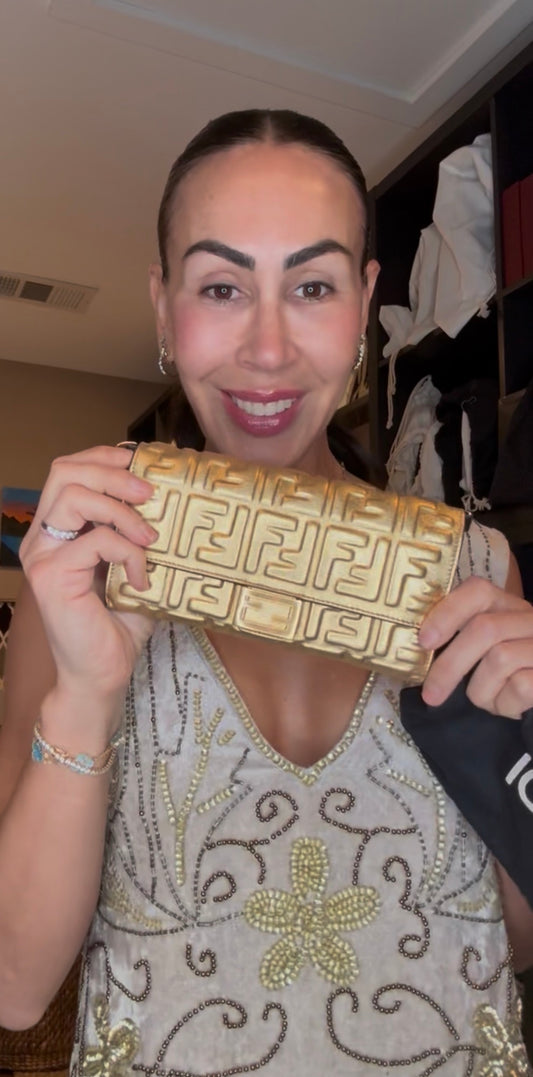 Fendi Baguette Gold Long Wallet