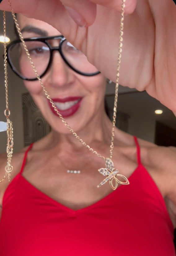 Diamond & 14K gold dragonfly pendant